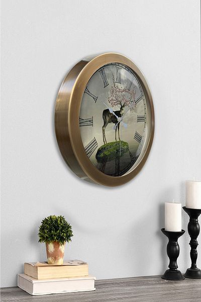 Kasva Concept 36 Cm Tumbled Metal Natural Life Wall Clock