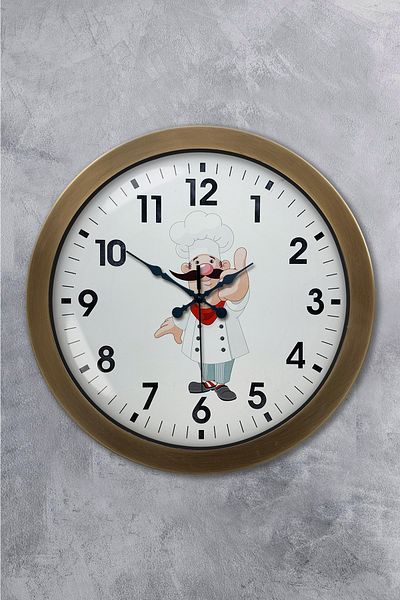 Kasva Concept 36 cm Antique Metal Cook Kitchen Wall Clock