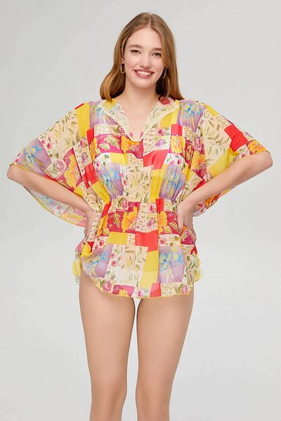 Deafox Pareo de damă din șifon cu model