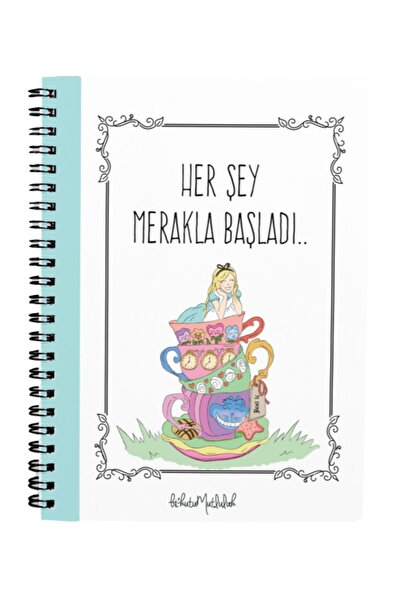 Bikutumutluluk Gift - N037 A5 Design Spiral Notebook - Alice Blue Cover