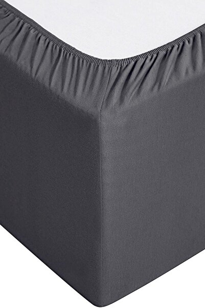 ÇARŞAF DÜNYASI 90x190 Fitted Sheet Set-Single-High Beds-Cotton Fabric-Anthracite