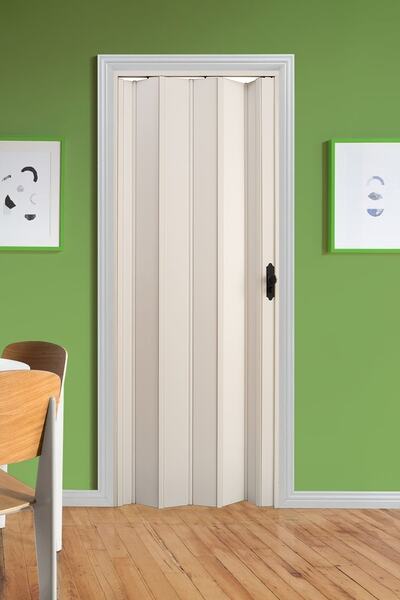 FARAN DEKORASYON 147 X 215 Beyaz Renk Camsız Pvc Akordiyon Katlanır Kapı