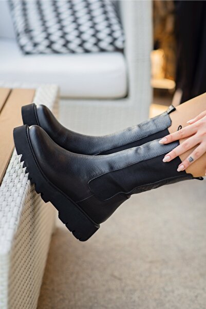 KİMİYA71 SHOES Dakko Siyah Deri Bot