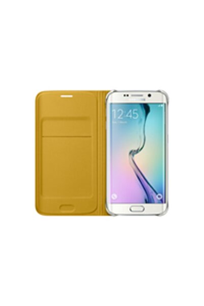 Samsung S6 Edge Kartlıklı Kılıf Deri Sarı Ef-wg925pyegww