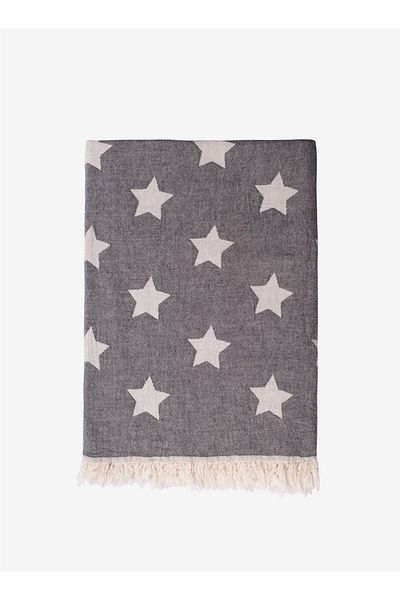 Barine Black Star Cotton Sofa Shawl - 130X170