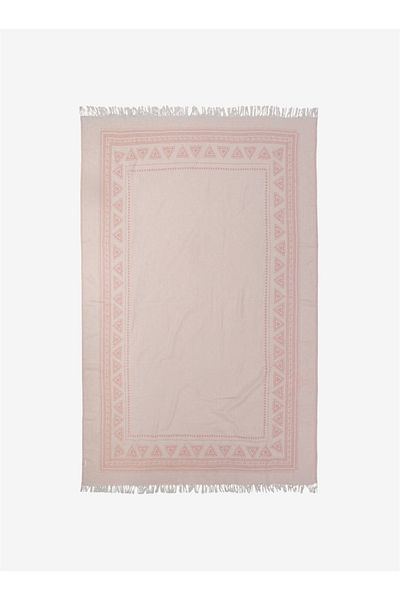 Barine Şal de canapea din bumbac monocolor Coral - 130x170