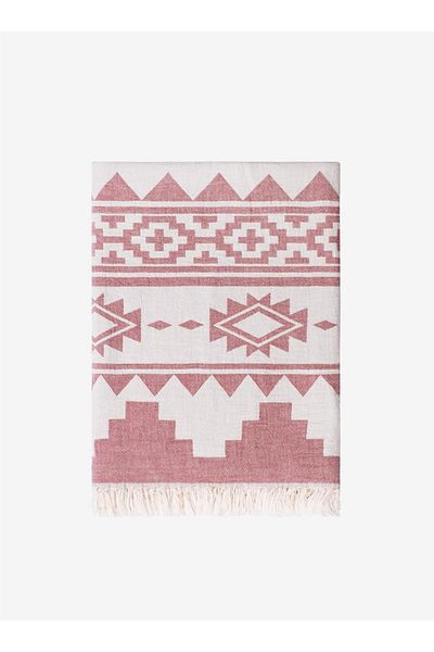 Barine Burgundy Rug Cotton Sofa Shawl - 130X170