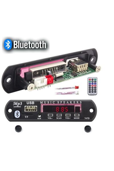 Derwell Class Bluetoothlu Araç Oto Teyp Aux Usb Sd Mikrofonlu Dönüştürücü Çevirici Mp3 Modülü Board Karttır