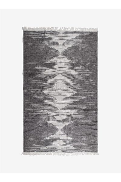 Barine Black Monochrome Cotton Sofa Shawl - 130X170