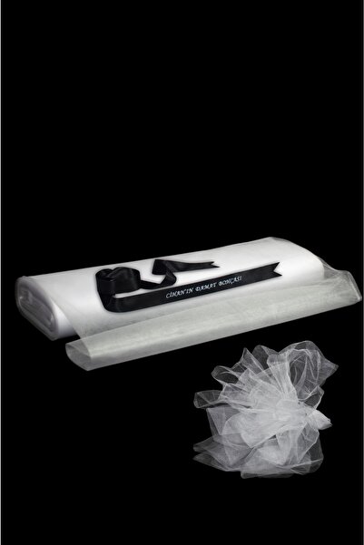 ADENZ Kişiye Özel- Bohça Nişan Beyaz Süsleme Tülü Saten Kurdele Baskılı