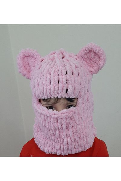 HemaZen Hand Knitted Children's Hat Snow Mask Eared Balaclava