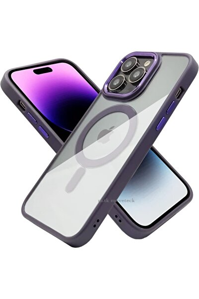 m.tk moveteck Iphone 14 Pro Max Derin Mor Sararmaz Orjinal Kılıf Magsafe Mika Alüminyum Alaşımlı Tuşlar