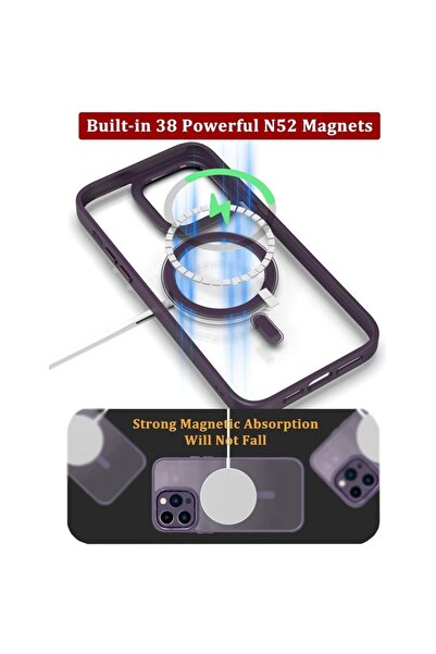 m.tk moveteck Iphone 14 Pro Max Derin Mor Sararmaz Orjinal Kılıf Magsafe Mika Alüminyum Alaşımlı Tuşlar