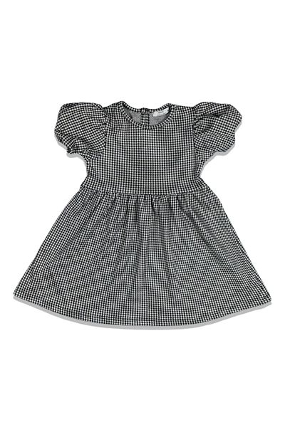 HMY Baby Girl Balloon Sleeve Plaid/Checkered Dress