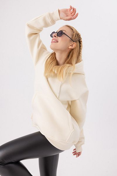gothamvibes Γυναικείο φούτερ Stay Oversize Cream Hoodie