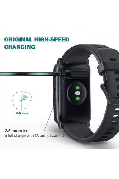 Coverzone Huawei Watch Fit 2 Ile Uyumlu Akıllı Saat Için Manyetik Usb Şarj Kablosu Siyah