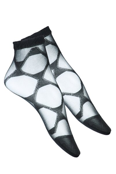 SOCKS 4U Дамски шарени черни чорапи от тюл 6 бр