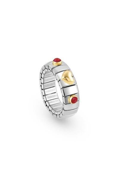NOMİNATİON Xte Steel Ring, Heart 18k Gold And 2 Stones (005_coral)
