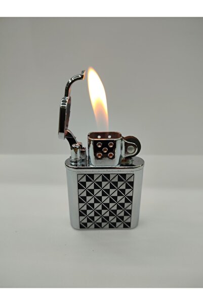 ASYA GIFTS Metal Çakmak ( Kare Desenli ) Gazlı