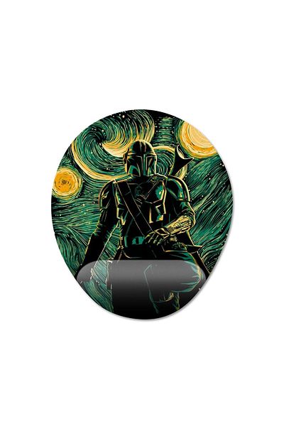 Pixxa لوحة ماوس مدعومة للمعصم من The Mandalorian Starry Night Starry Night - موديل 1 بيضاوي