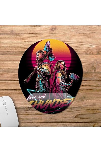 Pixxa نموذج لوحة ماوس Thor Love & Thunder Retro مع دعم للمعصم - 1 بيضاوي