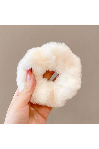 GÜLPEŞE Scrunchie cu pene de pluș cu cataramă