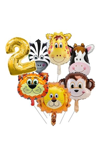 DÜVENCİ TİCARET 2 Year Old Balloon Set with Safari Figures