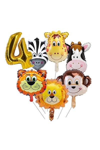 DÜVENCİ TİCARET 4 Year Old Balloon Set with Safari Figures