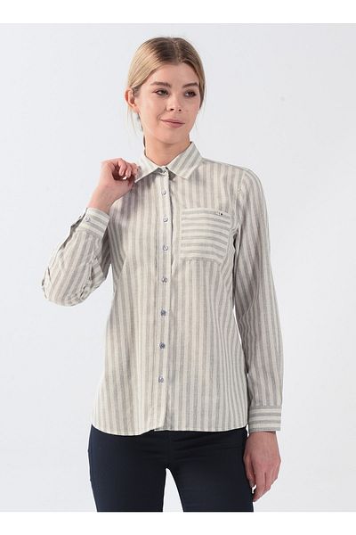 U.S. Polo Assn. Cămașă de damă cu guler cămașă cu dungi gri - Linnes022k