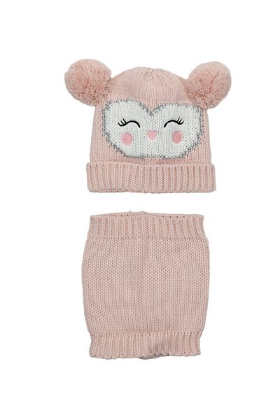 Kinetix Owl Set-g-2pr Powder Girl's Scarf and Beret