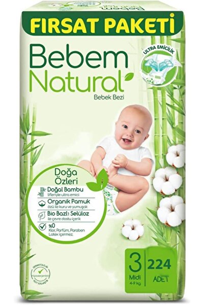 Bebem Natural Midi 3 Beden 224 Adet Fırsat 2022