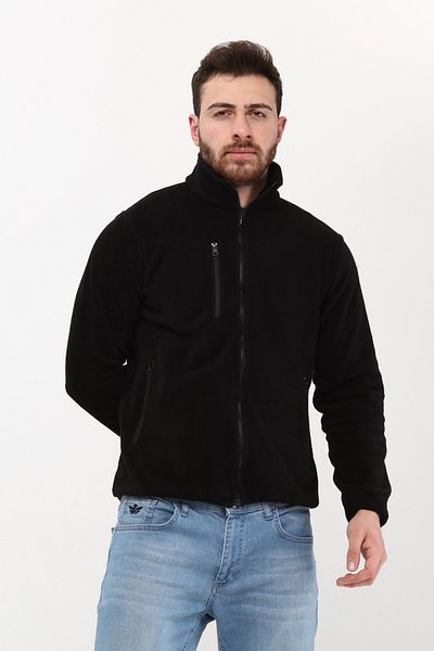 Uniprom Fleece Coat Full Zip 3 Pockets Black Men's