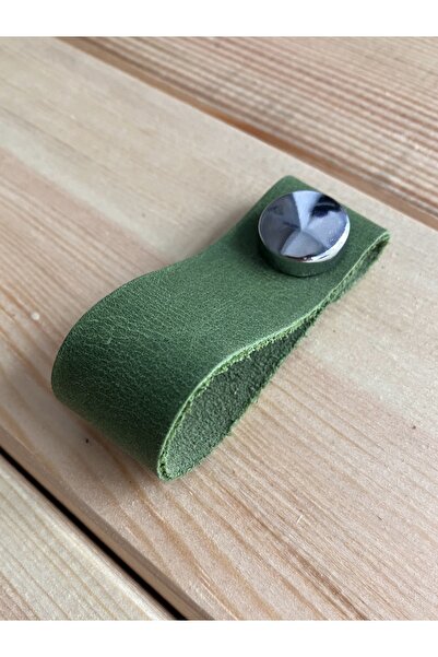 alfa tasarım atölyesi Hakiki Deri Dolap Düğme Kulp - Yağ Yeşili