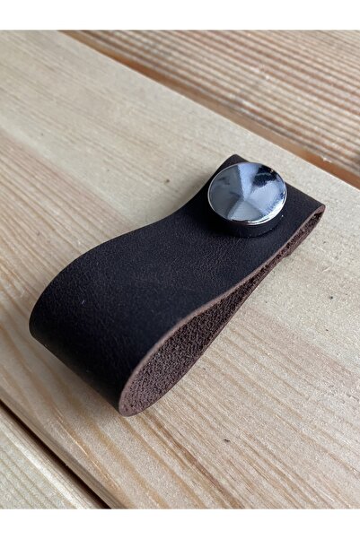 alfa tasarım atölyesi Genuine Leather Cabinet Button Handle - Bitter Coffee