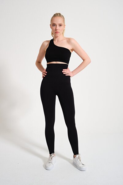 Formactive بنطلون ضيق نسائي أسود اللون ذو خصر مرتفع