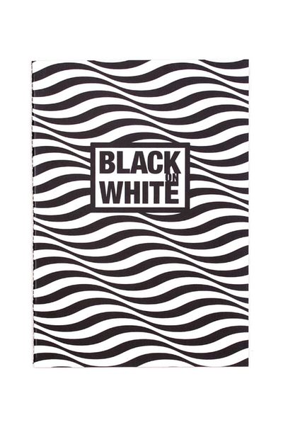 Container دفتر ملاحظات Black On White Wave 16.5x23.5 20 ورقة (أسود)