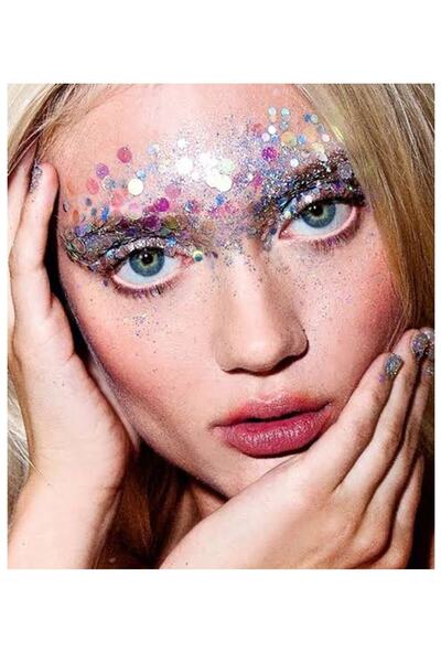hbtasarim Jel Form Makyaj Simleri Glitter Işıltılı Yüz Makyajı Beyaz