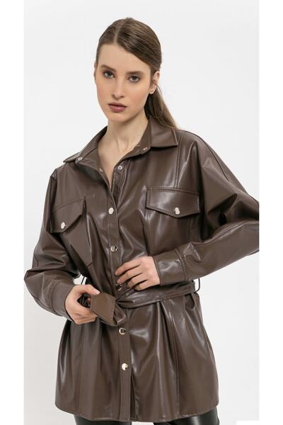 Melissa Kadın Kahverengi Deri Ceket