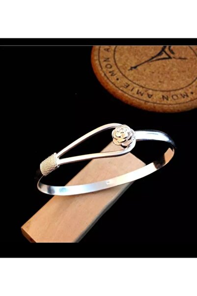 925Silver 925 Ayar Modern Çiçek Figürlü Gümüş Bileklik