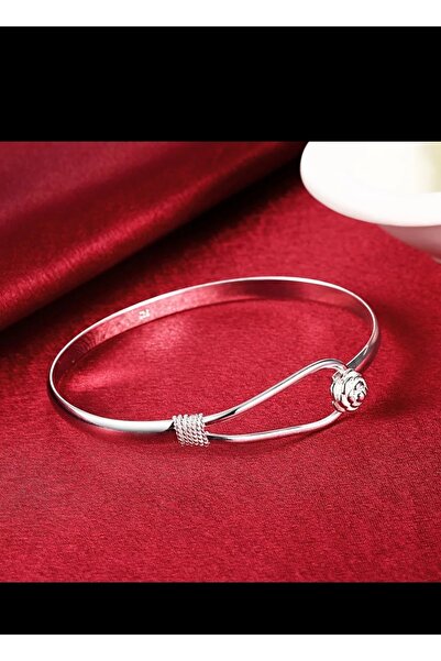 925Silver 925 Ayar Modern Çiçek Figürlü Gümüş Bileklik