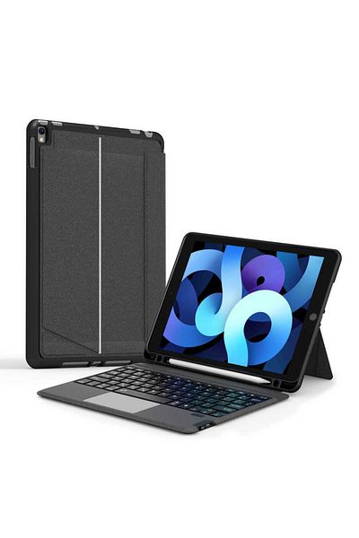 Fuchsia Apple Ipad 10.2 2020 (8TH GENERATION) Compatible Touch Pad Bluetooth Keyboard Stand Magnetic Case