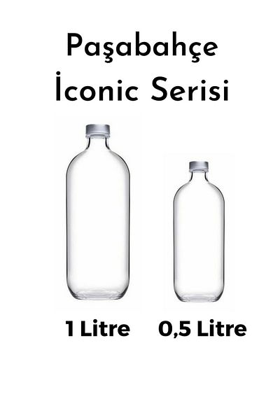 Paşabahçe 2 Size Iconic Glass Water Bottle Oil Lemon Storage Container Set 1 Lt + 0.5 Lt