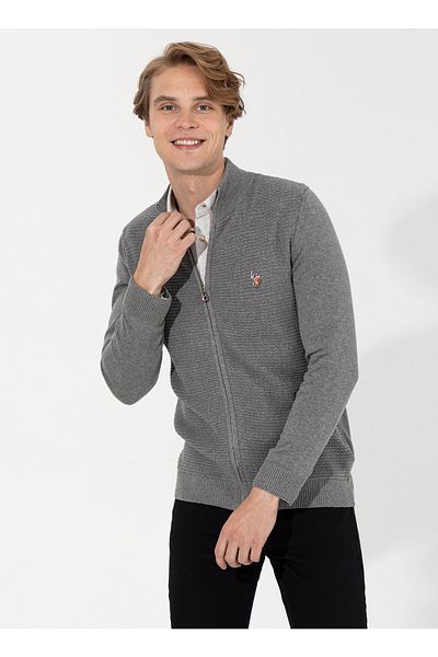 U.S. Polo Assn. Gray Melange Men's Cardigan Gunner-bsk22