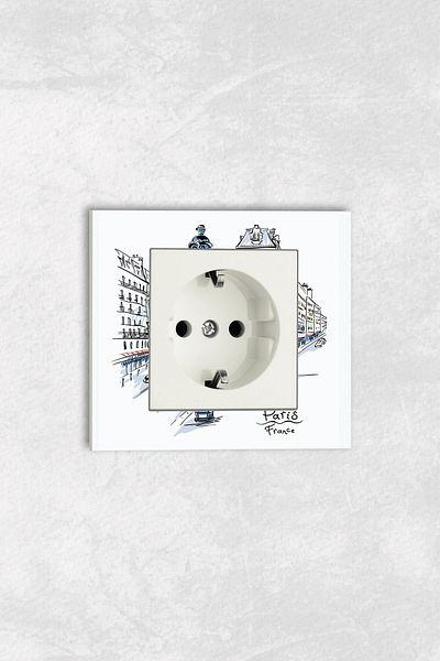 markcat Ovivo grano UV Printed Paris Concept White Single Decorative Grounded Socket Frame Set