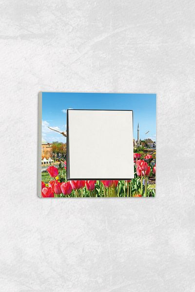 markcat Ovivo grano UV Printed Tulip Pattern White Single Decorative Switch Socket Frame Set
