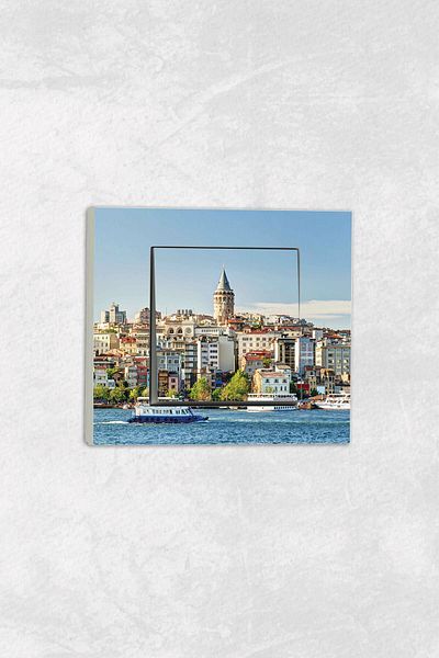 markcat Ovivo grano UV Printed Galata Tower Pattern White Single Decorative Switch Socket Frame Set