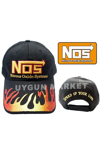 NOS Black Hat with Flame on the Front, Hat, Fast and Furious