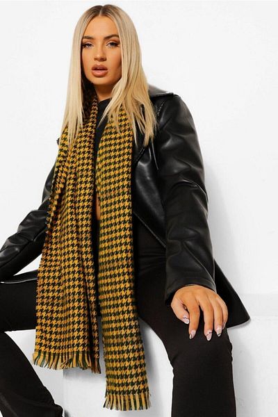 Mathilda Aksesuar Κασκόλ Unisex με κίτρινο σχέδιο - Houndstooth