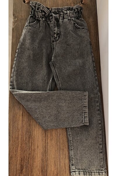 MOR TIRTIL Kız Çocuk Yüksek Bel %100 Pamuk Boyfriend Jean Pantolon