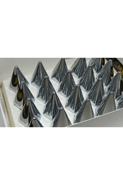 KARA AUTO Üniveral 19mm Nikelaj Krom 20 Adet Sivri Bijon Kapağı Seti